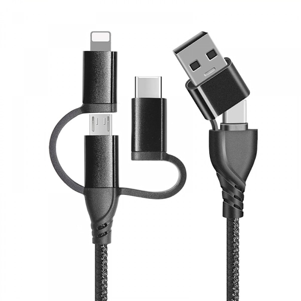 3-i-1 kabel, Lightning/Type C/Micro USB-kabel til iPhone, i