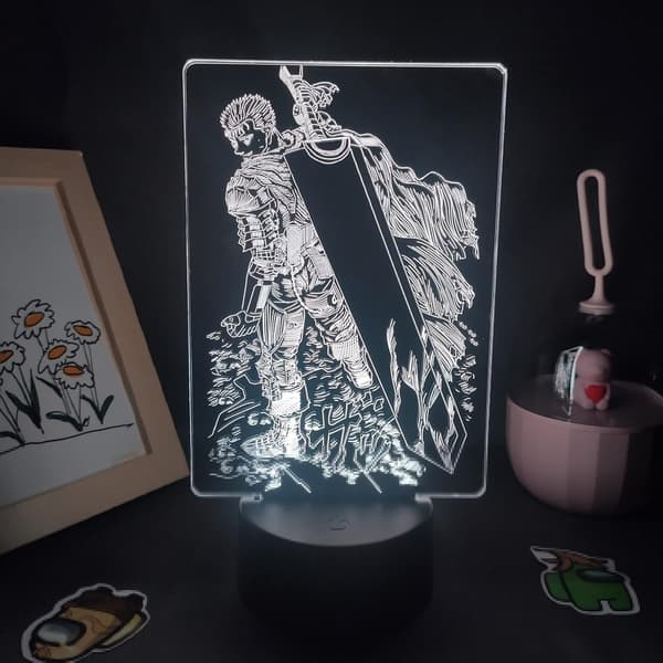 Nyeste Anime Berserk Guts Figur 3D Nattlys gutt Barn Gi