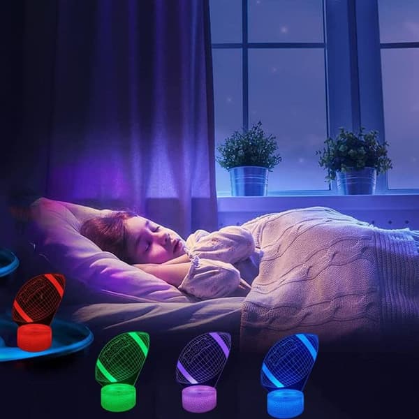 Fodbold 3D Natlampe Illusionslampe til Drenge 16 Skiftende C