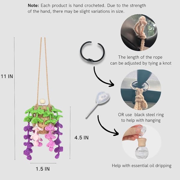 12ml Søt Heklet Monstera Diffuser – Grønn Påfyllbar Bil-/Hjemmedekorasjonstilbehør Wisteria
