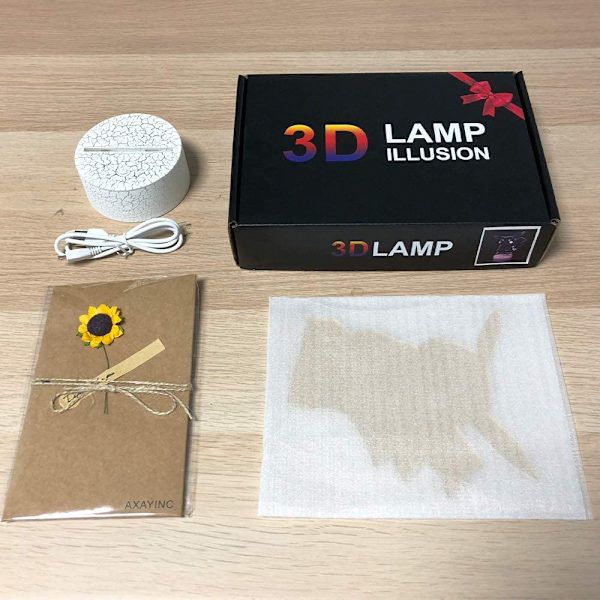 3D Natlampe LED Illusion Skrivebordslampe 7 Farveskift