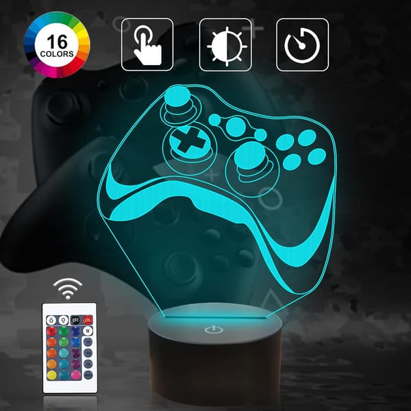 Attivolife Gamepad 3D Lampe, Hologram Illusionskontroll Night Light for Barn