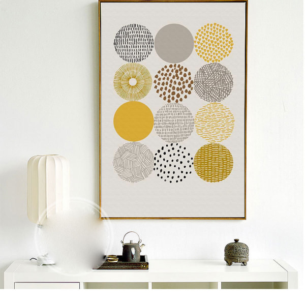 Blad och geometri väggkonst canvas tryck affisch, enkel abstrakt konst ritning De