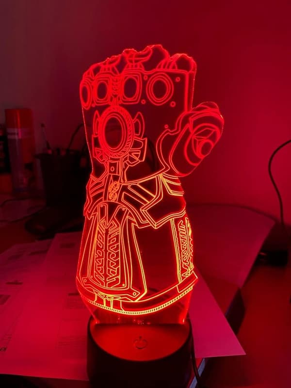 Infinity Gauntlet Lampe 3D Illusions nattlys, fjernkontroll bordlamper