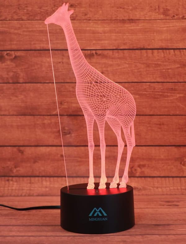 Giraffe 3D Natlampe 7 Farve LED Touch Bord Skrivebordslamper En