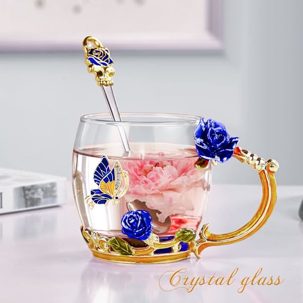 Presenter till Mamma Kvinnor Mors Dag Glas Kaffe Emaljmugg Bästa Födelsedags Alla Hjärtans Dag Presenter till Hennes Flickvän Fru från Dotter Son Va blue