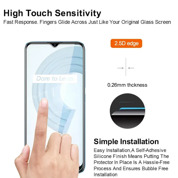 4 st härdat glas för Oppo Realme C25 skyddande film