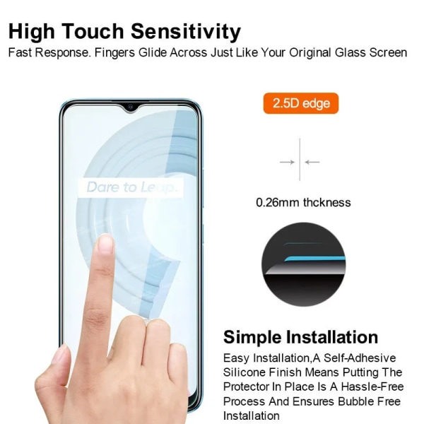 4 st härdat glas för Oppo Realme M40s skyddande film