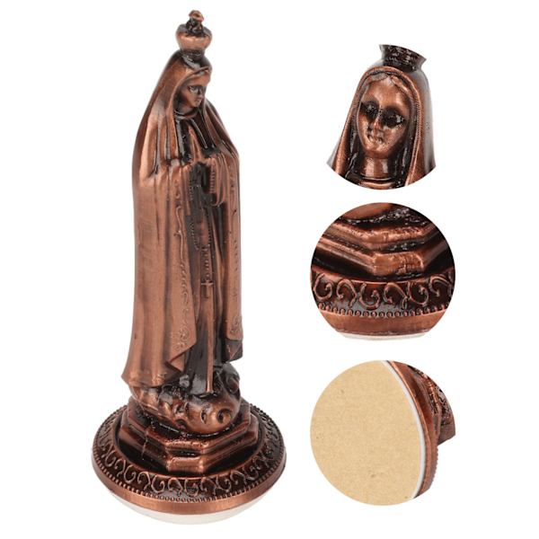 Mini Neitsyt Maria -patsas, käsin veistetty, helppo puhdistaa, hajuton, kestävä sinkkiseos, elävä koristeellinen Pyhä Neitsyt Maria -koriste Red Copper Color