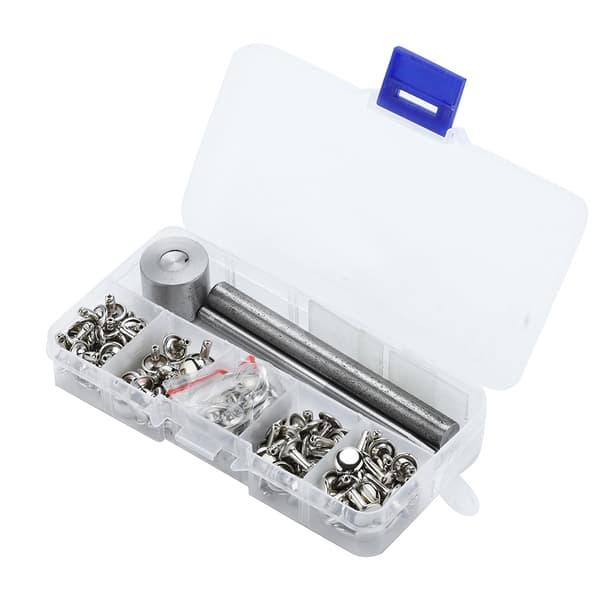 Sliver Round  Double Cap Leather Rivets med 3pcs Fitting Tools Set (9mm x 120sets)