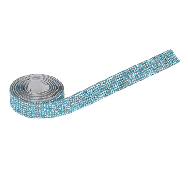 Rhinestone Strip Lake Blue 5yd Längd Självhäftande Bling Kristallband för Fest Bröllop Hem