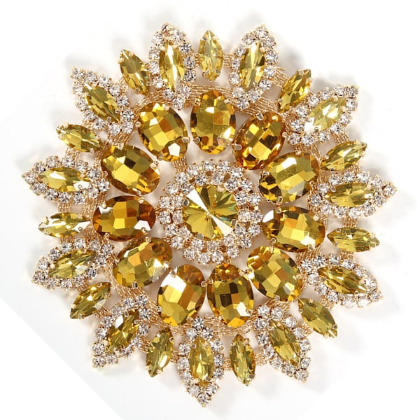 Kristallglas Strass Dekoration DIY Kläder Kvinnor Tillbehör 11cm (Gul Gyllene Bas)