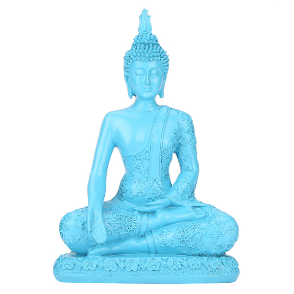 Resin Blå Buddhistisk Buddha Figur Statue Religiøs Skulptur Håndlavet Håndværk Dekoration