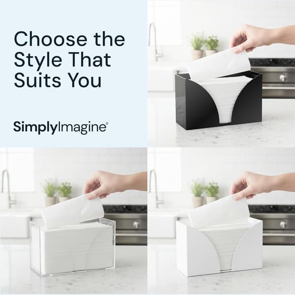 Sort Akryl Papirhåndkleholder for Benkeplate - Rektangulær Dispenser & Tissue Box Cover for C-Fold/Z-Fold/Multifold Servietter (Baderom) White