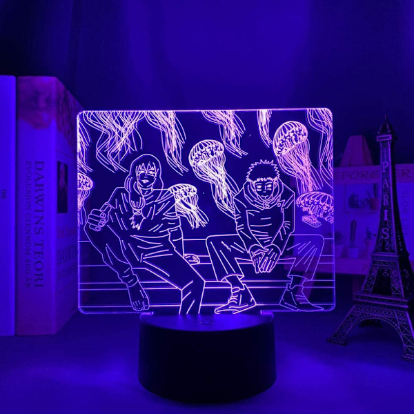 JK Figurlampor, Anime-gåvor för pojkars sovrum, 3D Illusionslampa Gojo Itadori Yuji Manga Merch Ljus för barns rum