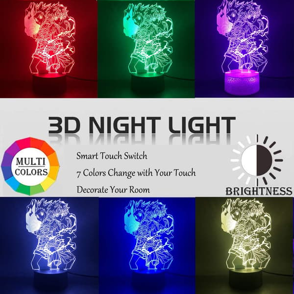 Anime 3D Natlampe LED Skrivebordsbelysning med Touch Switch, 7