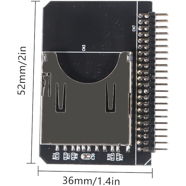 2 st SD-kort till 2,5 tum IDE-adapter SD SDHC SDXC MMC minneskortkonverterare TF minneskort till IDE 44-stiftshane adapter till bärbar hårddisk för DOS/Linux/Wind
