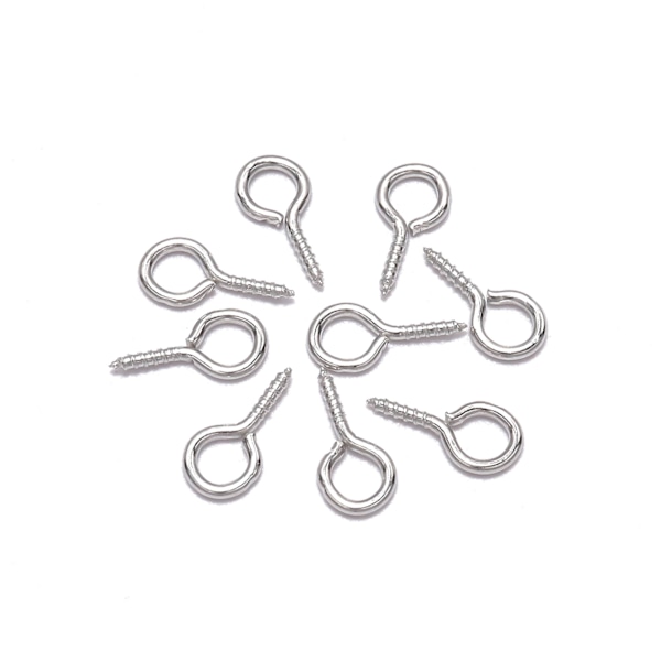 200 stk. øjeskruer 5x10mm Premium Metal Håndpoleret Robust Holdbar Ren Glans Øjeskruer Rhodium Farve
