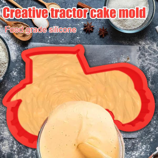 3D Traktor Silikon Bakformar - Diskmaskinssäker Bilkakform för Festkakor, Choklad & Desserter