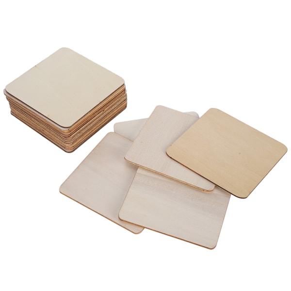 20 st fyrkantiga träskivor barn DIY konst hantverk träflis för koppmatta pussel 9,8 cm