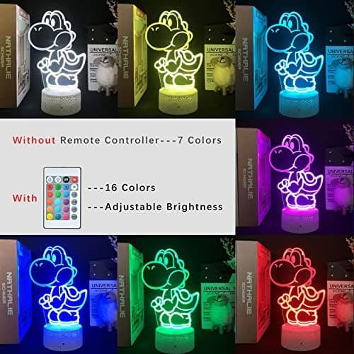 Yoshi 3D Natlampe, 16 Farver Julebelysning Gave RGB