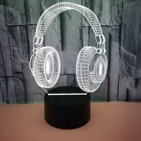 Headset 3D Nattlys med Fjernkontroll og Berøringskontroll, Flere