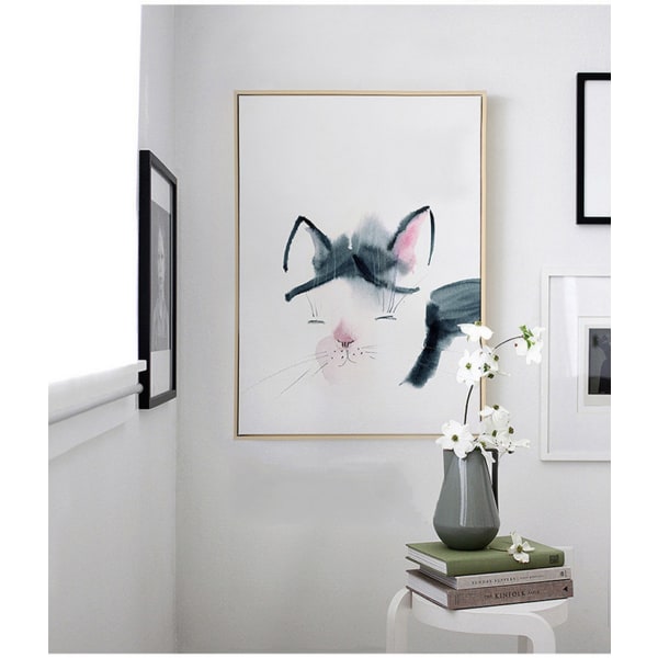 Katter, Flamingos och Älg Väggkonst Canvas Tryck Affisch, Enkelt Mode Vattenfärg