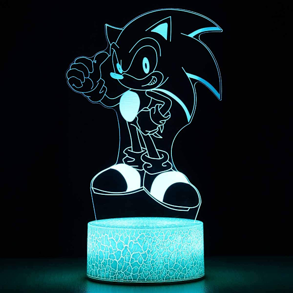 3D Illusion Sonic The Hedgehog Nattlampa, 16 Färgförändringar