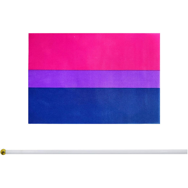 Sateenkaarikäden heiluttava lippu raidallinen sateenkaarilippu, jossa on pieni minilippulippu, 50 kappaleen pakkaus (Bisrxual)