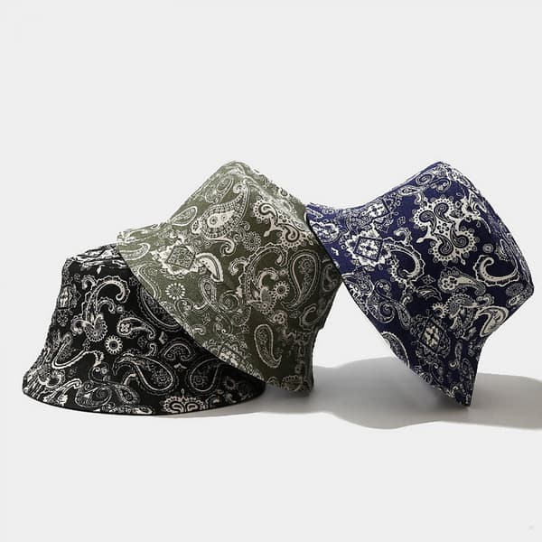 Unisex Cashew Flower Pattern Print Bucket-Hat Double-Side-We Pink