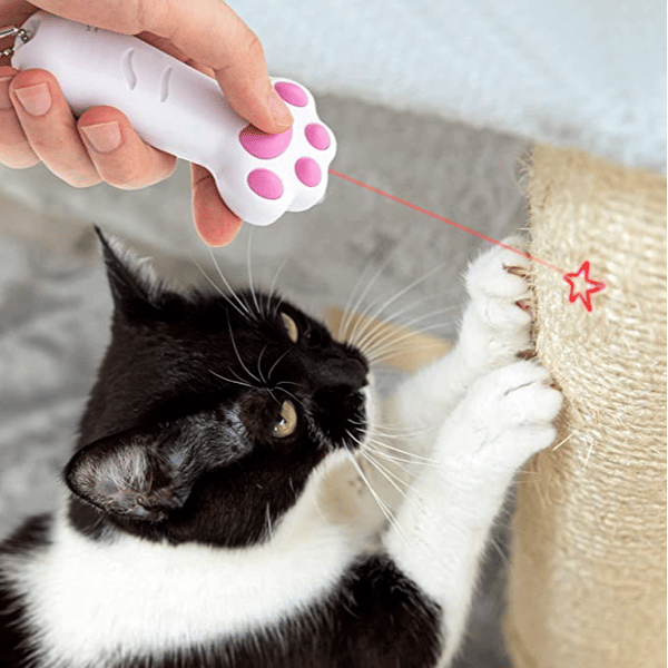 Katte leker 7 i 1 LED-peker poteformet, 3 lysmoduser