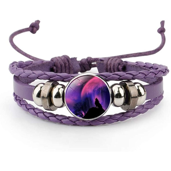 Justerbart varg flätat läderarmband - Sött armband O