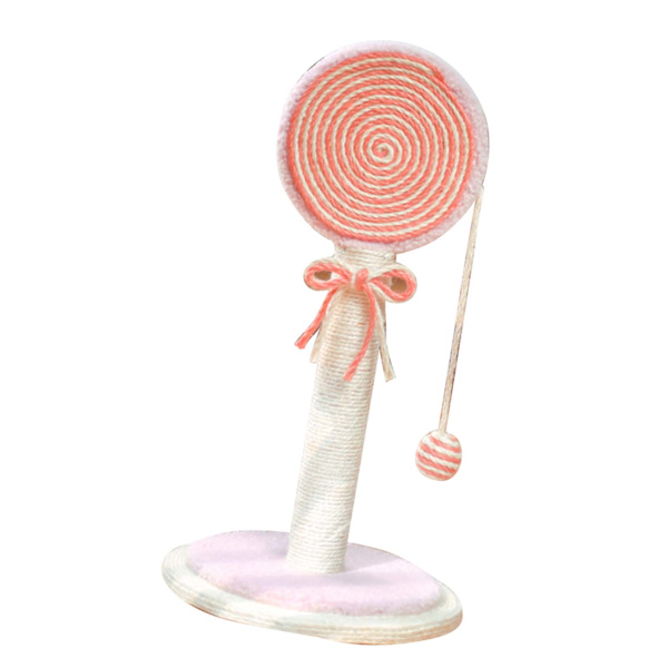 Kattklätterställning Lollipop-formad Sisal Kloslipande Interaktiv Multifunktionell Kattorn för Kattunge Rosa