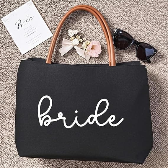 Brudgåva Canvas Tote för Möhippa: Bröllopsgåva - Perfekt för Möhippor Black