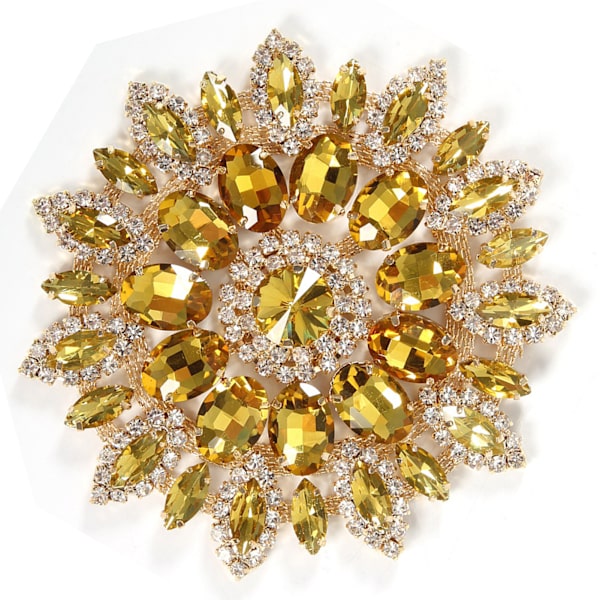 Kristallglas Strass Dekoration DIY Kläder Kvinnor Tillbehör 11cm (Gul Gyllene Bas)