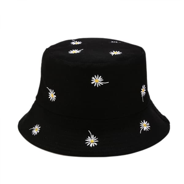 Sød Bucket Hat Strand Fiskerhatte til Kvinder, Vendbar D Black
