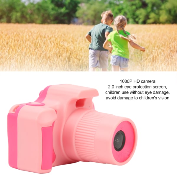 Barnens Selfie-kamera 2 tum 5M 1080P HD Mini Bärbar Digital Videokamera Leksak för Småbarn Pink