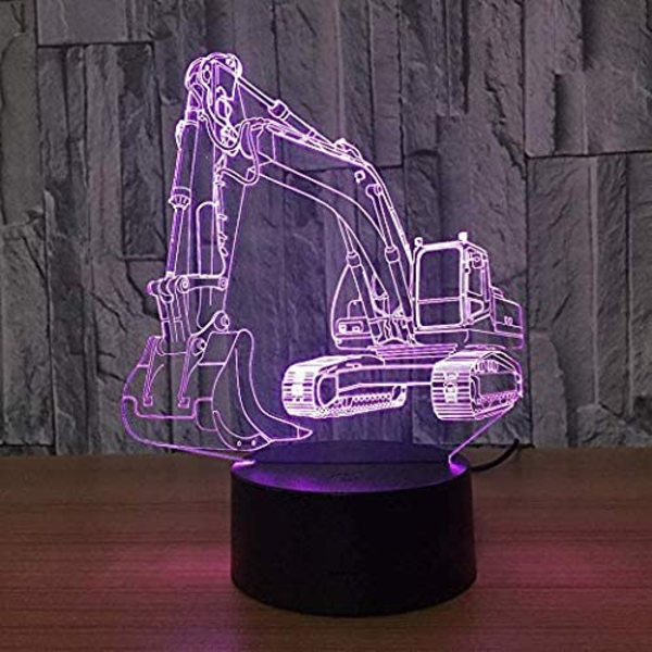 3D Gravemaskin Lastebil Bil Nattlys Bordlampe Dekor Bord Skrivebord Optisk Illusjon Lamper 7 Farge Skiftende Lys LED Bordlampe Jul Hjem Kjærlighet Bursdag
