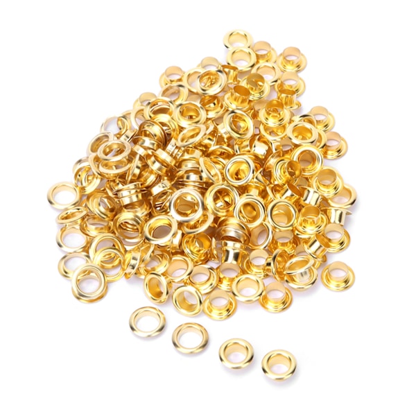 100PCS 6mm Brass Double-Sided Eyelet Hollow Rivet for Clothing Bag / Belt / Shoe(Gold )