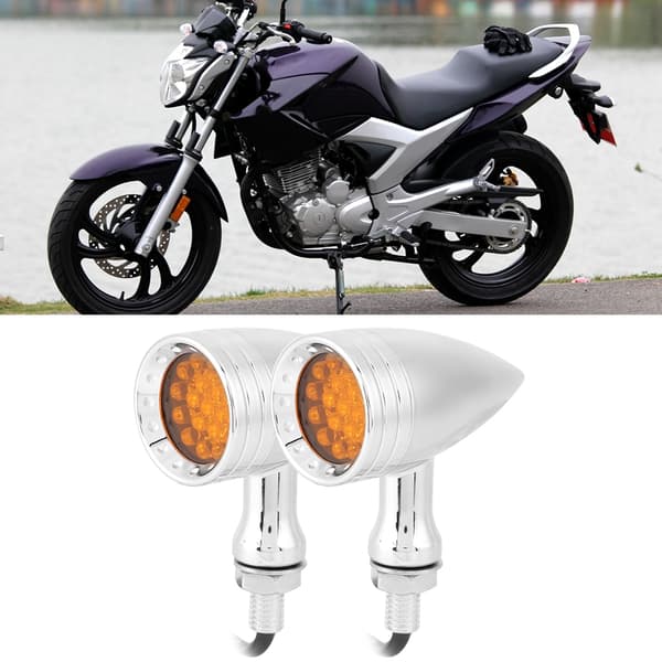 2 stk. Aluminium Legering Motorcykel LED Blinklys Kugle Blinklys Universal (Sølv)