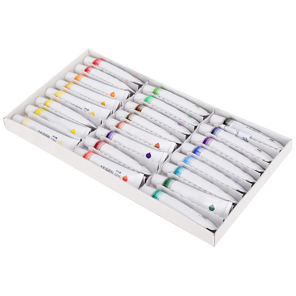 24 st akvarellfärg set 12 ml professionell aluminium tub pensel skolkonstmaterial