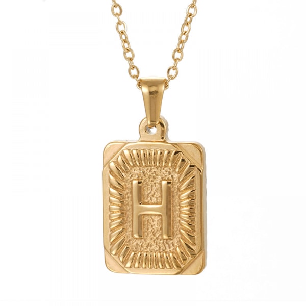 18K Guldpläterad Initial Halsband, Kvadratisk Bokstav