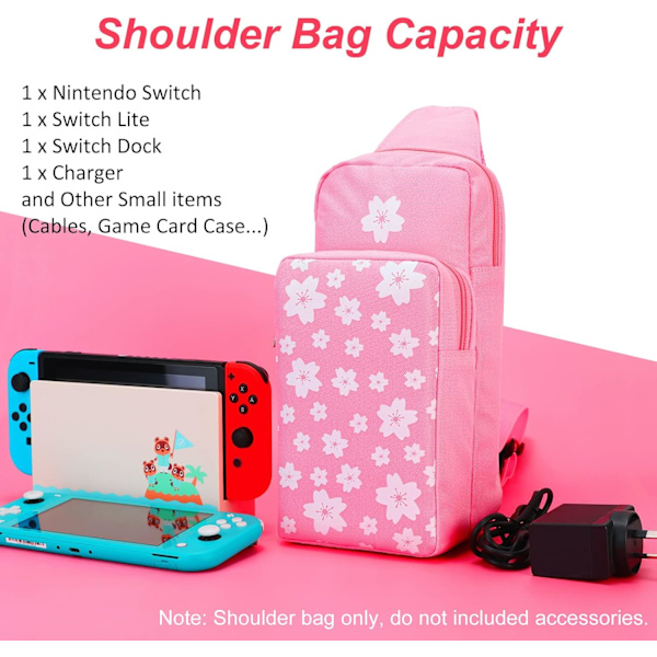 Resväska för Nintendo Switch/ Lite / OLED, Bärbar liten slängväska över axeln förvaring ryggsäck för NS Consolo, för män, kvinnor