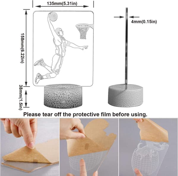 Bordlampe 3D Natlys Basketball Skydning Cool Posering Dunk