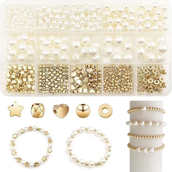 Armbandstillverkningssats 15 rutnät 720 stycken hög ljusstyrka pärla pentagram distanspärla tillbehör handgjorda DIY pärlarmband örhängen halsband set
