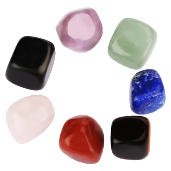 7PCS Naturlig Kristall Healing Tumbled Stones Set Yoga Chakras Energistener