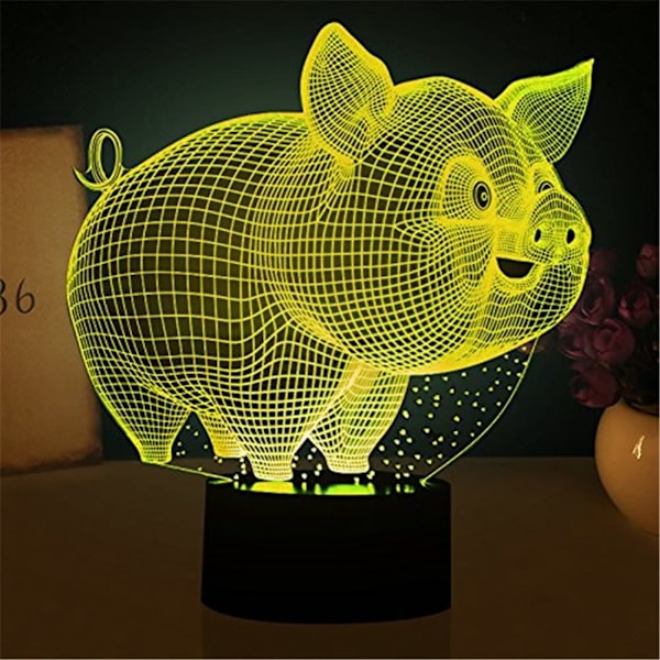 Gris Natlampe 3D Illusion Lampe Touch 7 Farveskiftende Seng