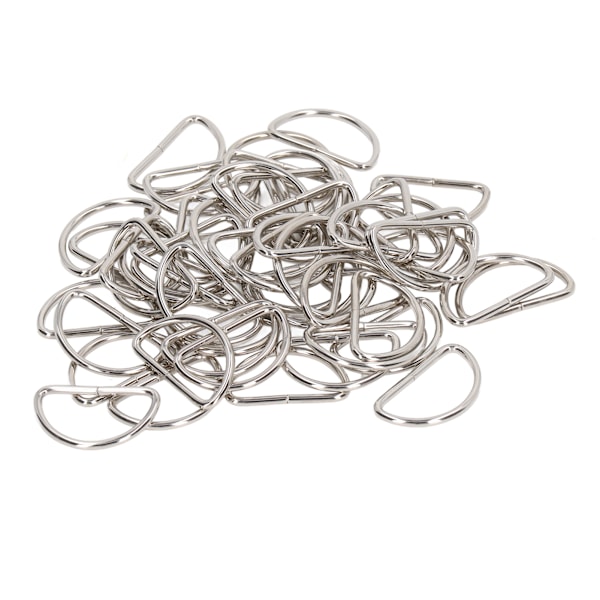100 stk metall D-ringer med glattere overflater, klassisk utseende metallringer spenne for DIY belter, bagasjeremmer, vesker, ryggsekker, sølv