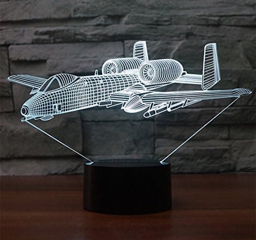 3D Krigsflyvemaskine Natlampe USB Touch Switch Dekor Bordlampe