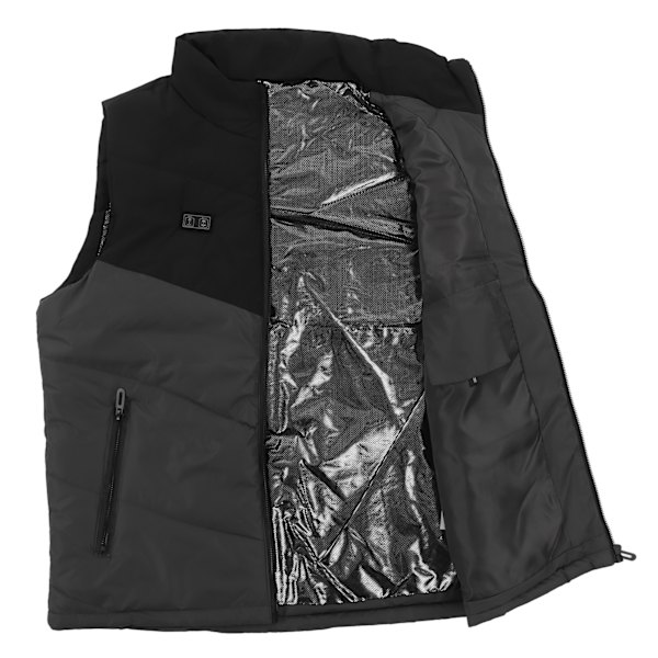 Elektrisk uppvärmd väst 11 värmezoner 3 lägen Dragkedja ficka Hög säkerhet Lätt uppvärmd väst för män kvinnor Utomhus 2XL(171 till 182lb)